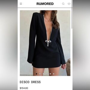 Shop Rumored Disco Dress (never worn) mini black dress with bow embellishment